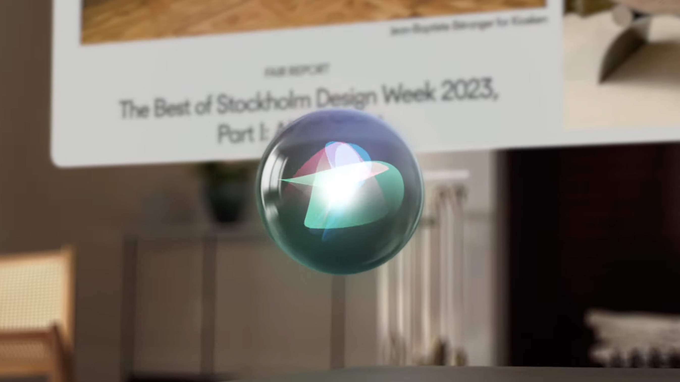 A 3D Siri icon on the Apple Vision Pro headset